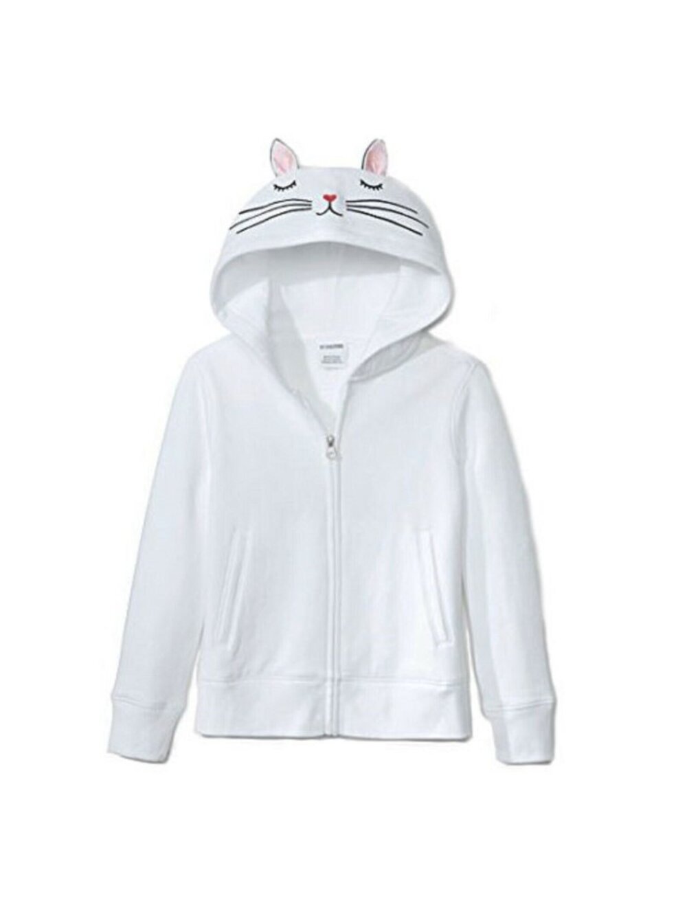 Spotted Zebra Girls' Fleece Full-Zip Hoodie Sweatshirt White Cat Size 4T